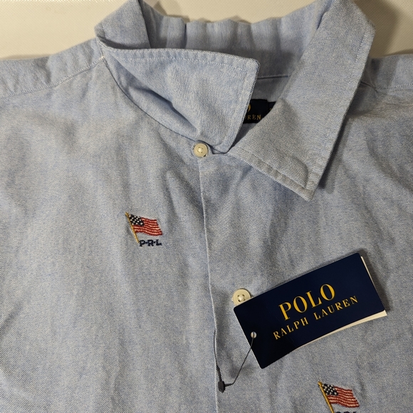 NEW- Polo Ralph Lauren Americana Flag Button Front Shirt Cotton Blue - Picture 8 of 9